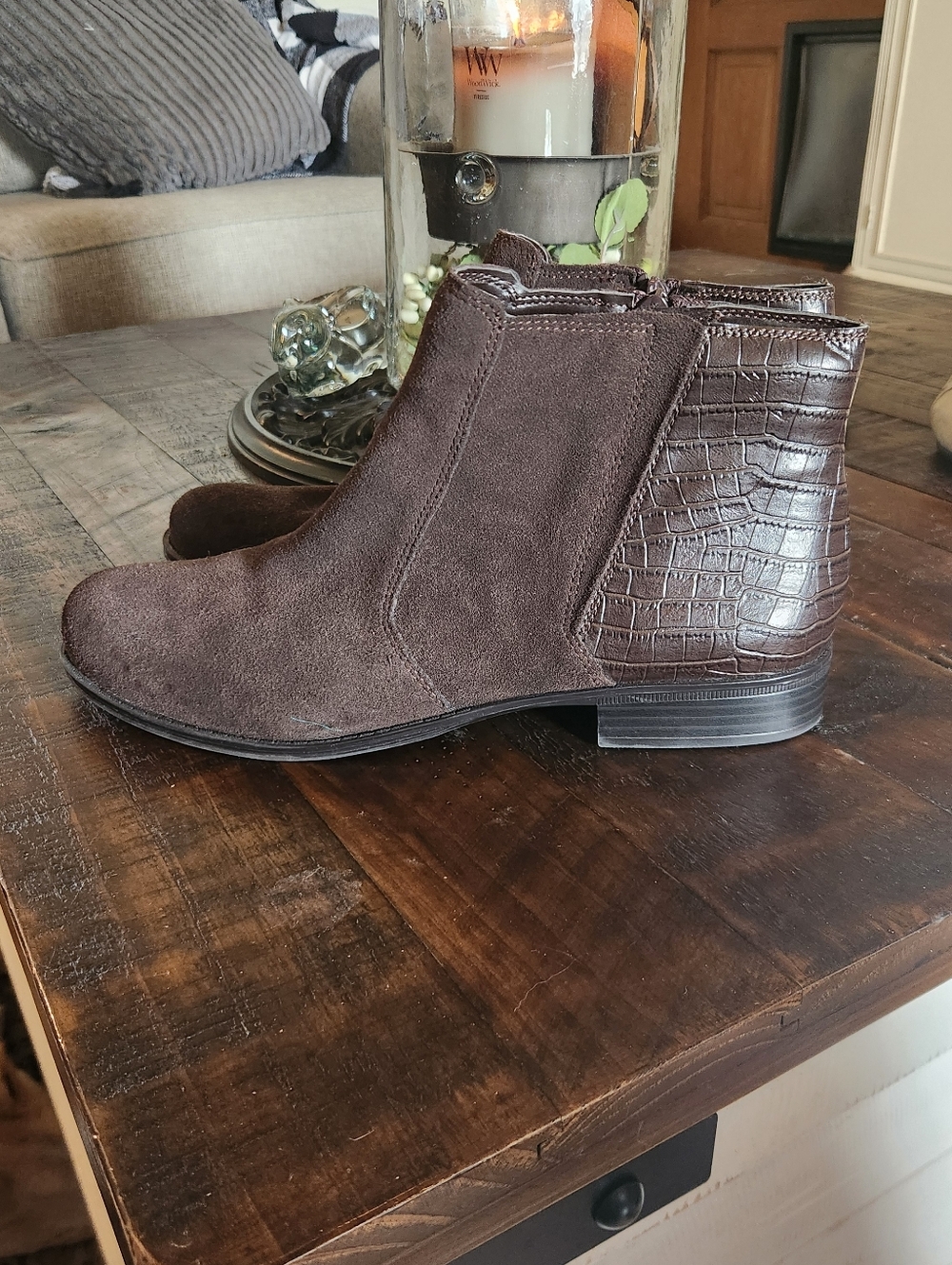 New! Naturalizer Jump ankle boots made of leather and suede! Women's Size 11 - Picture 3 of 8